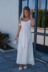 Lana Bow Dress-Cream